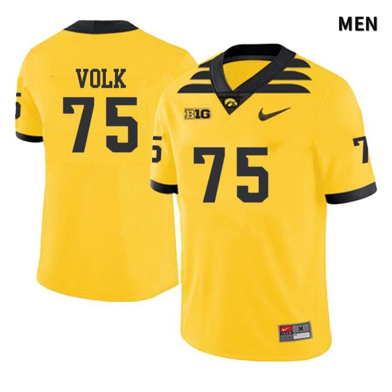 Men's Iowa Hawkeyes NCAA #75 Josh Volk Yellow Authentic Nike Alumni Stitched College Football Jersey VI34D38IP
